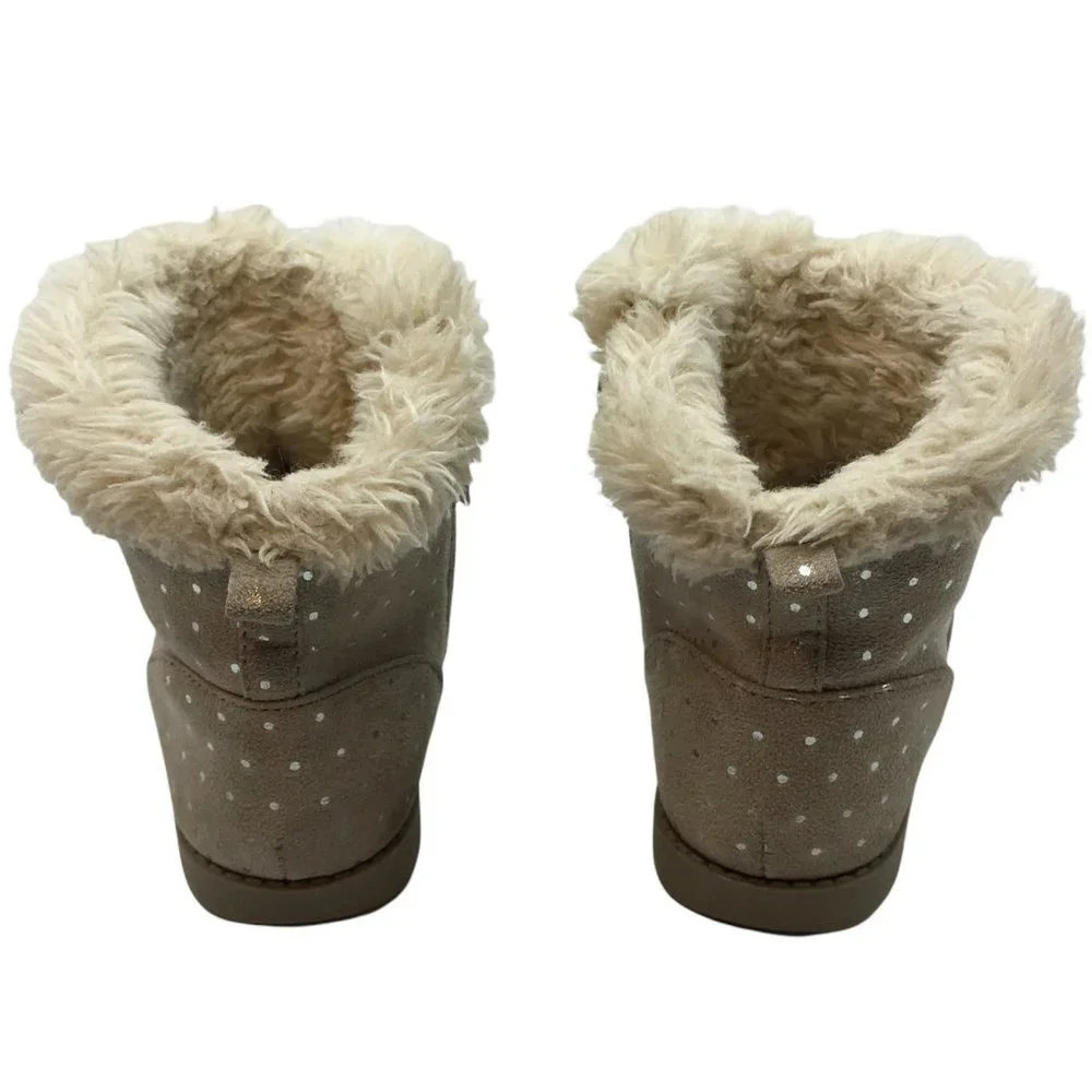 Cat & Jack snow boots tan Oriole‎ Fleece ankle booties Faux suede fur Size 10